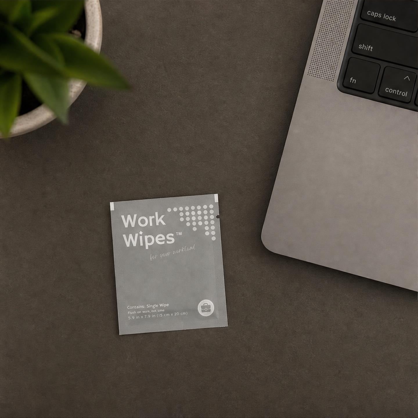 Work Wipes individually wrapped wipe at an office desk